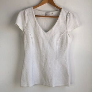 Anthropologie Postmark White V-Neck Short Sleeve Top
